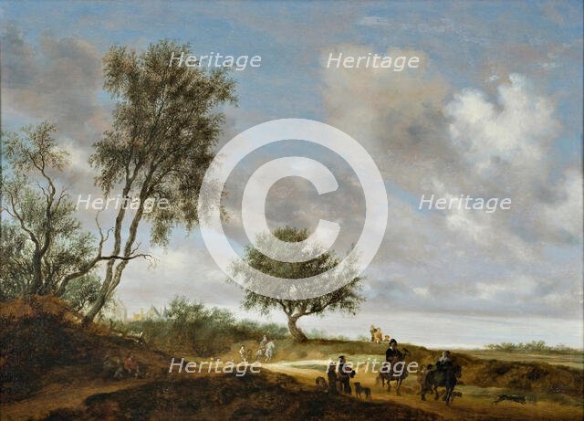 Landscape with Falcon Hunters on Horseback, 1648. Creator: Salomon Ruysdael.