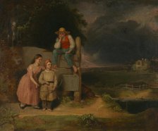 Children in a Storm, ca. 1830. Creator: Thomas Le Clear.