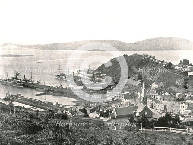 The town and the harbour, Port Chalmers, New Zealand, 1895.  Creator: Unknown.
