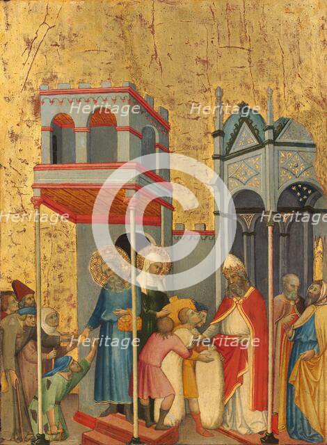 Joachim and Anna Giving Food to the Poor and Offerings to the Temple, c. 1400/1405. Creator: Andrea di Bartolo.