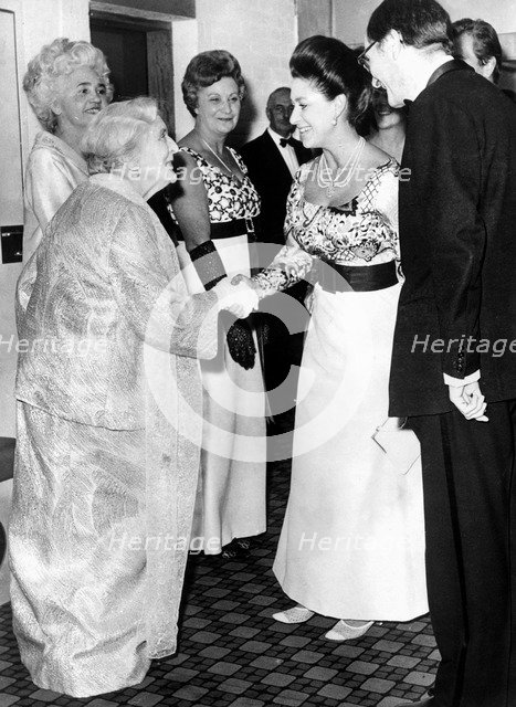 Princess Margaret meets Dame Sybil Thorndike, Leatherhead, Surrey, 1969. Artist: Unknown