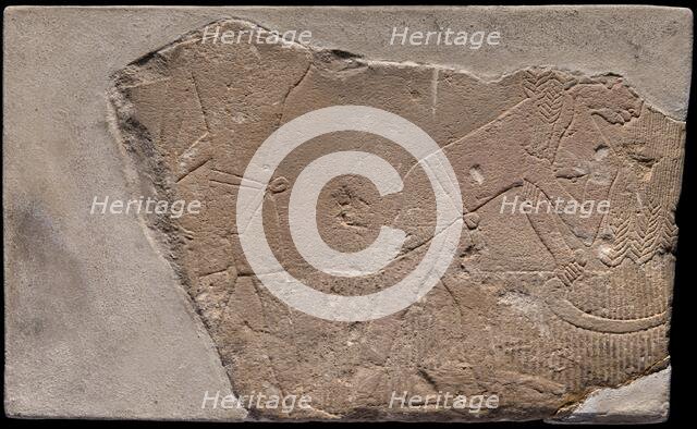 Wall Fragment from a Tomb Depicting a Harvest Scene, Egypt, First Intermediate Period, Dynasties 9.. Creator: Unknown.