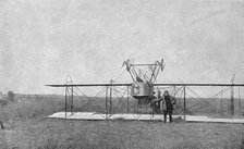 Biplane crashed in a field, World War I, France, 1915. Artist: Unknown