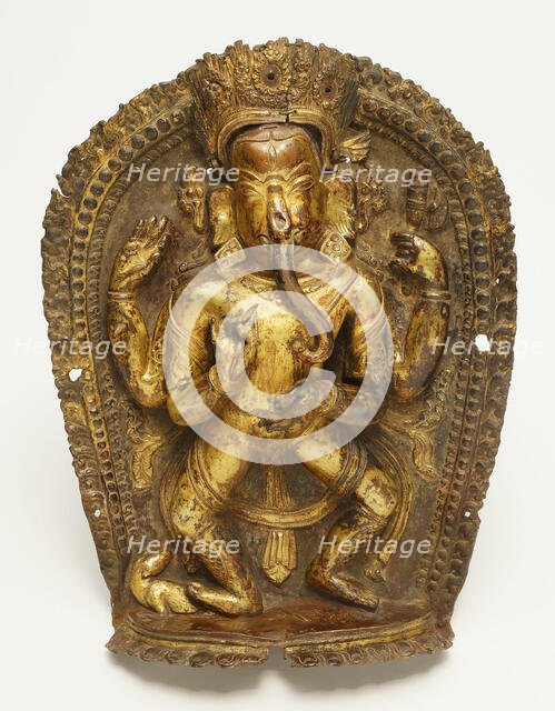 Four-Armed Dancing God Ganesha with His Rat Mount, 16th/17th century. Creator: Unknown.