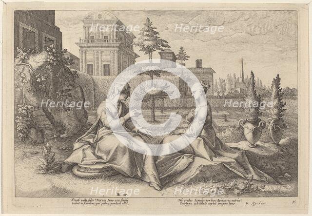 Juno in the Form of Beroe, Warning Semele, c. 1615. Creator: Goltzius, Workshop of Hendrick, after Hendrick Gol.