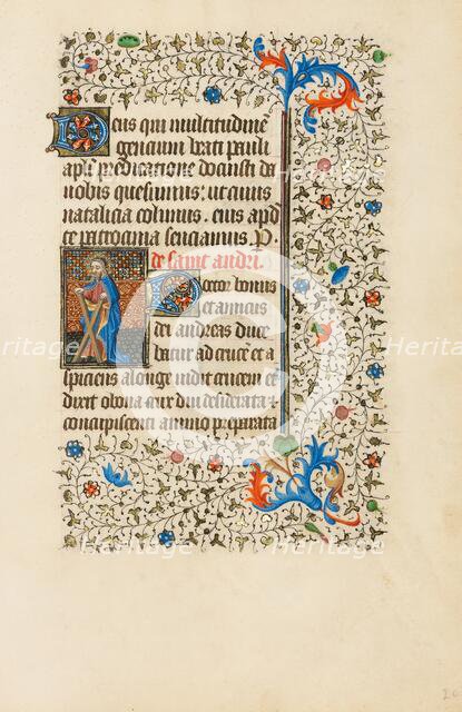 Saint Andrew with a Cross; Book of Hours, about 1440-1450. Creator: Workshop of the Bedford Master.