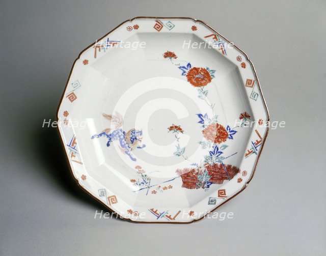 Kakiemon ten-sided bowl with shi-shi, Japan, late 17th century. Artist: Unknown