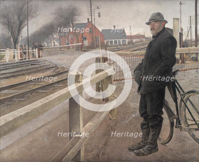 Waiting for the Train. Level Crossing by Roskilde Highway, 1914. Creator: Laurits Andersen Ring.