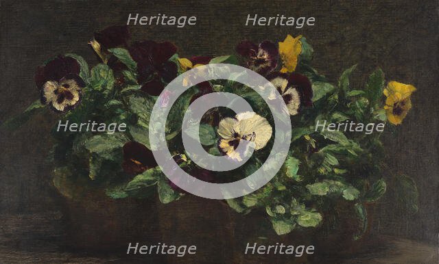 Still Life with Pansies, 1892. Creator: Henri Fantin-Latour.