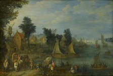 Village on the Bank of a River, 1723. Creator: Joseph van Bredael.