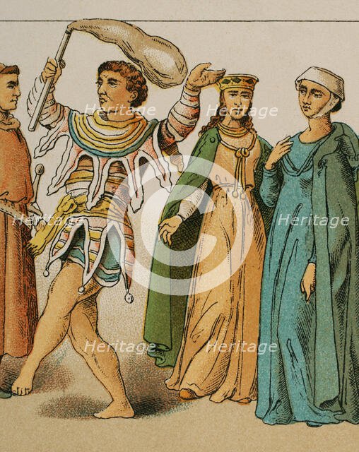 Buffoon and ladies, 1200, (1884). Creator: Unknown.