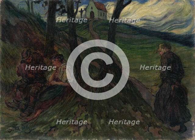 On the hill below the Church, around 1919. Creator: Gustav Mally.