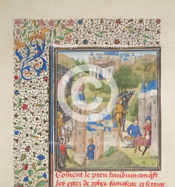 Baldwin of Boulogne entering Edessa in February 1098. Miniature from the Historia by William of Tyre, 1460s. Artist: Anonymous  