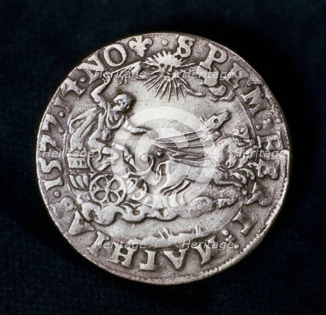 Reverse of a medal commemorating the bright comet of 1577. Artist: Unknown