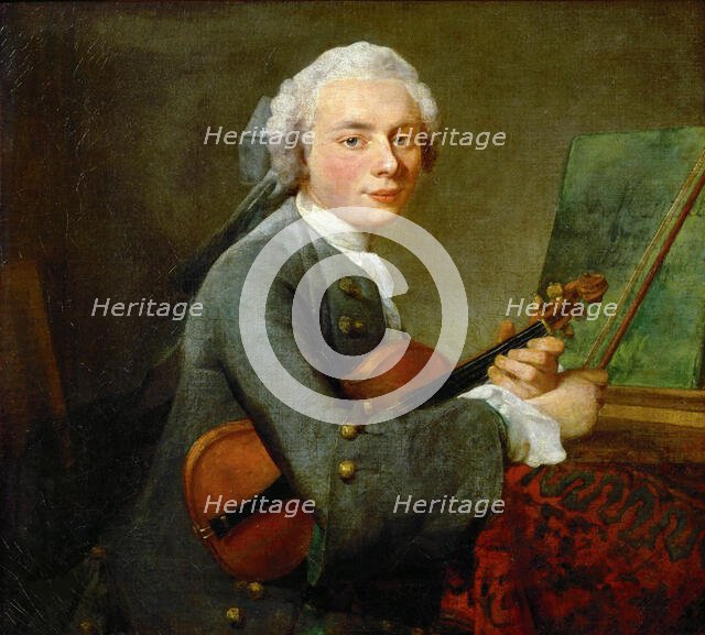 Young Man with a Violin. Charles Théodose Godefroy (1718-1796), eldest son of the jeweler Charles Go Creator: Chardin, Jean-Baptiste Siméon (1699-1779).