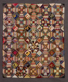 Quilt Top (Log Cabin, Windmill Blades Variation), about 1900. Creator: Adelaide Gallup Atkins.