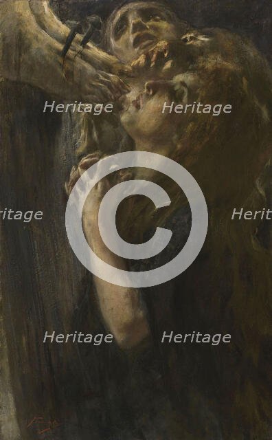 The three Marys at the foot of the cross, End of 19th century - early 20th century. Creator: Previati, Gaetano (1852-1920).