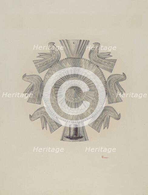 Cut Tin Candleholder, 1940. Creator: Hal Blakeley.