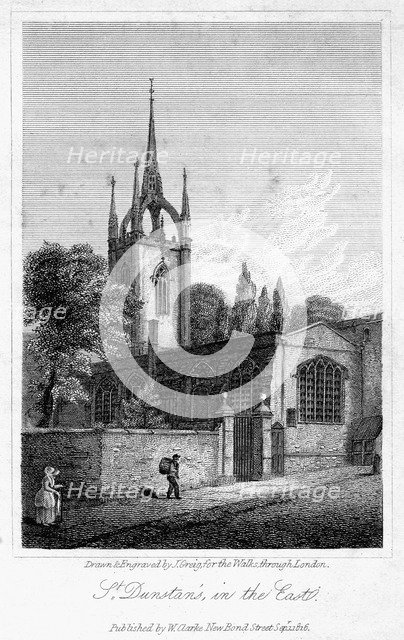 Church of St Dunstan in the East, City of London, 1816.Artist: J Greig
