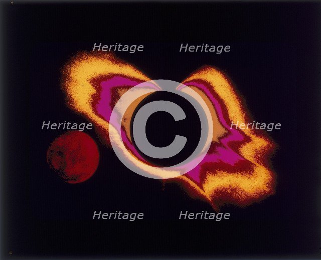 False colour photograph of the sun and the moon, c1970s. Artist: Unknown