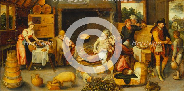 Visit to the Wet Nurse, 1572. Creator: Marten van Cleve.