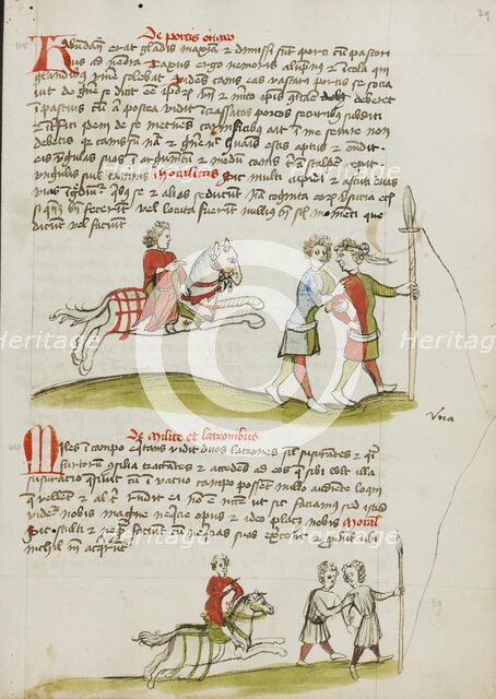 A Horseman and Two Robbers; Fables, third quarter of 15th century. Creator: Unknown.