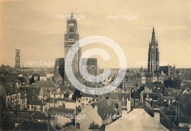 'The three Towers (the Belfry, the Cathedral and our Lady's Church)', c1910. Artist: Unknown.