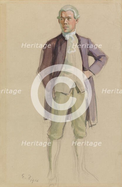 Man in Rococo Attire (F.E. Sillanpää), study for the mural Meeting of the Aurora Society, 1916. Creator: Eero Jarnefelt.