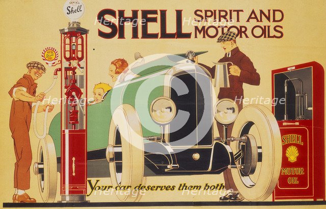 Poster advertising Shell spirit and motor oils.  Artist: René Vincent