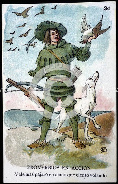 Collection of stickers 'Proverbs in action 'number 24, 1904. Creator: Mestres, Apeles (1854 - 1936).