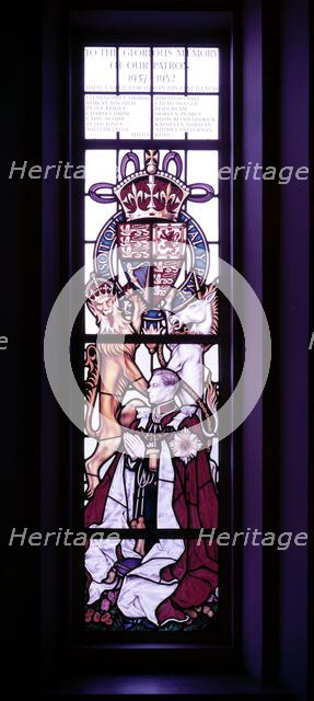 King George VI, stained glass window, c1955. Creator: Arthur Charles Kirby Ware.
