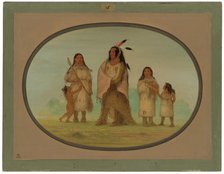 Assinneboine Warrior and His Family, 1861/1869. Creator: George Catlin.