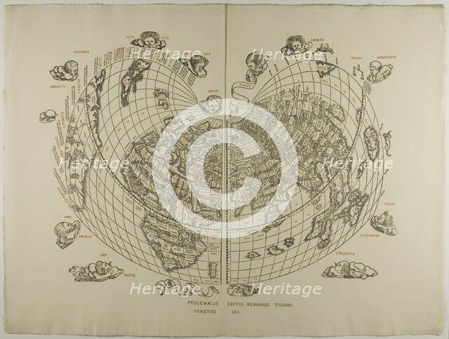 Map of the World: Tradewinds, 1511, reprinted 1889. Creator: Unknown.