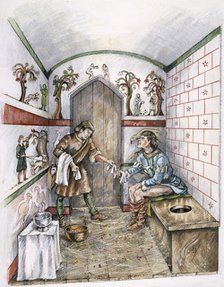 Medieval latrine, c1350, (c1990-2010). Artist: Peter Dunn.