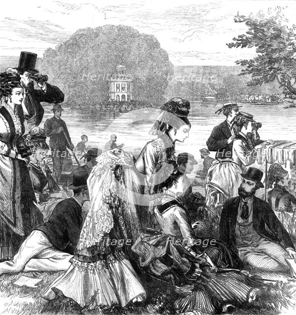 A sketch at Henley Regatta, 1874. Creator: Unknown.