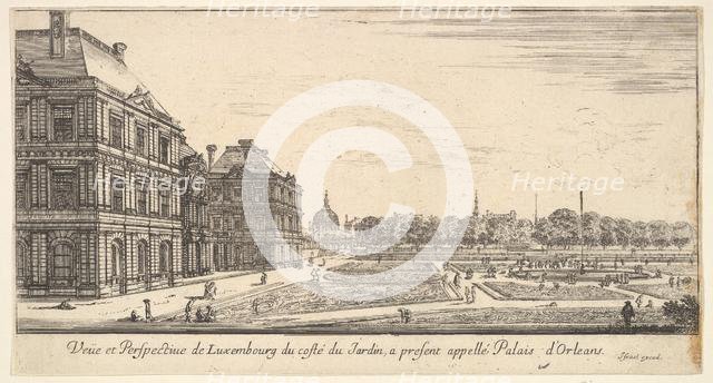View of Luxembourg from the garden side of the Palais d'Orleans, from 'Various views of..., 1649-51. Creator: Stefano della Bella.