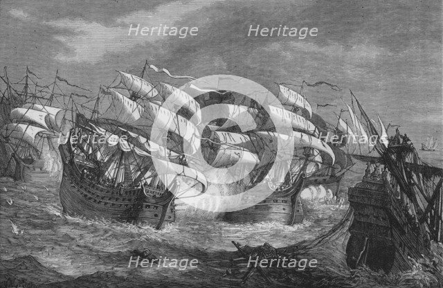 'Drake Attacking the Spanish Treasure Ship', c1578, (c1880). Artist: Unknown.