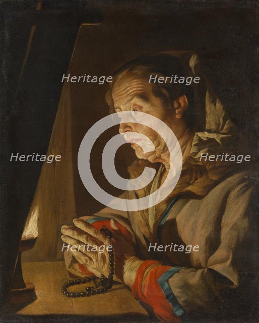 Old Woman Praying, late 1630s or early 1640s. Creator: Matthias Stomer.