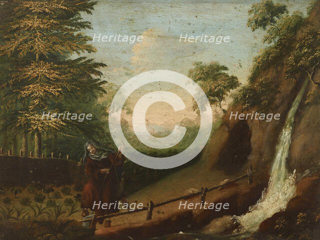 Anchoress Working in the Garden, between 1780-1815. Creator: Unknown.