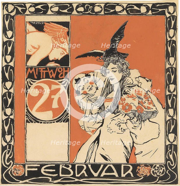 Calendar sheet: Wednesday 27th February. Creator: Moser, Koloman (1868-1918).