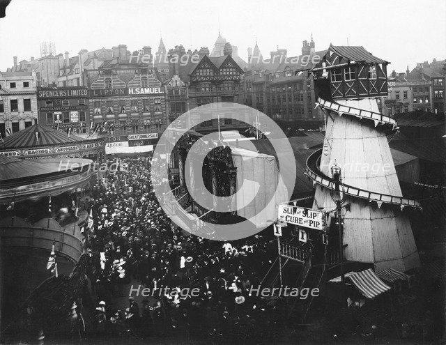 Goose Fair, Market Place, Nottingham, Nottinghamshire, 1910. Artist: Henson & Co