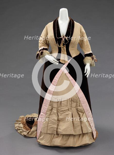 Evening dress, American, ca. 1873. Creator: M.E. Curran & M.E. Clancy.