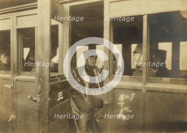 Japanese infantry ready to leave Tokyo for the front, c1904. Creator: Jimmy Hare.
