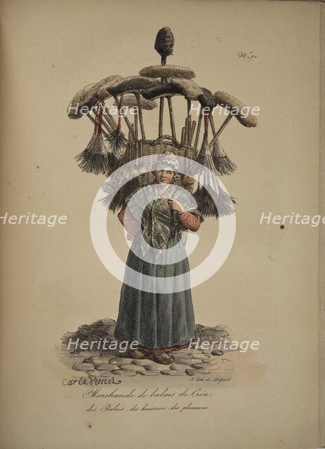 Horsehair broom seller. From the Series "Cris de Paris" (The Cries of Paris), 1815. Creator: Vernet, Carle (1758-1836).