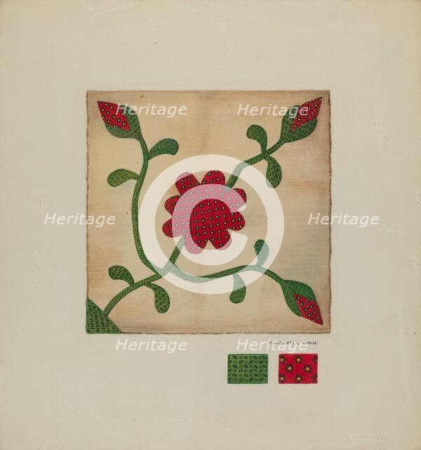 Quilt Block, c. 1937. Creator: Charlotte Angus.