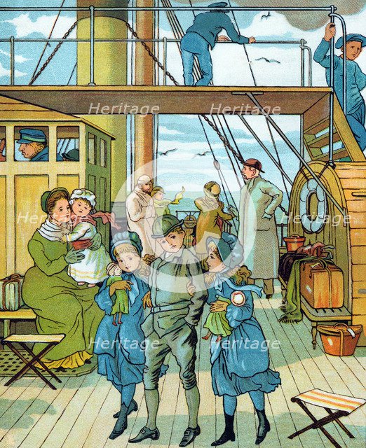 English family travelling to France, 1886. Artist: Unknown