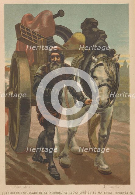 Johannes Gutenberg leaves Strasbourg. From: La ciencia y sus hombres, 1879. Creator: Planella y Rodríguez, Juan (1849-1910).