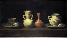  'Still life of pots and pans', oil Painting by Zurbarán.