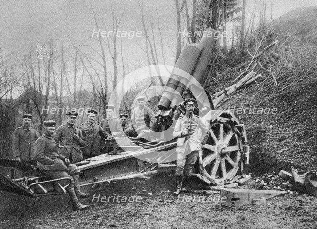 German mortar at the front, Predeal, Romania, World War I, 1916. Artist: Unknown