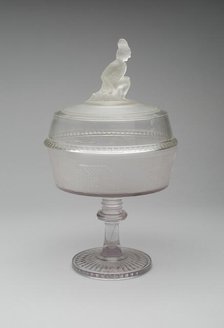 Covered Compote in the Pioneer Pattern, c. 1870. Creator: Gillinder & Sons.